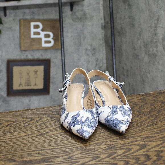 A New Day Womens Milan Floral Print Slingback Heels 93708032 Blue 6.5M - Picture 3 of 10